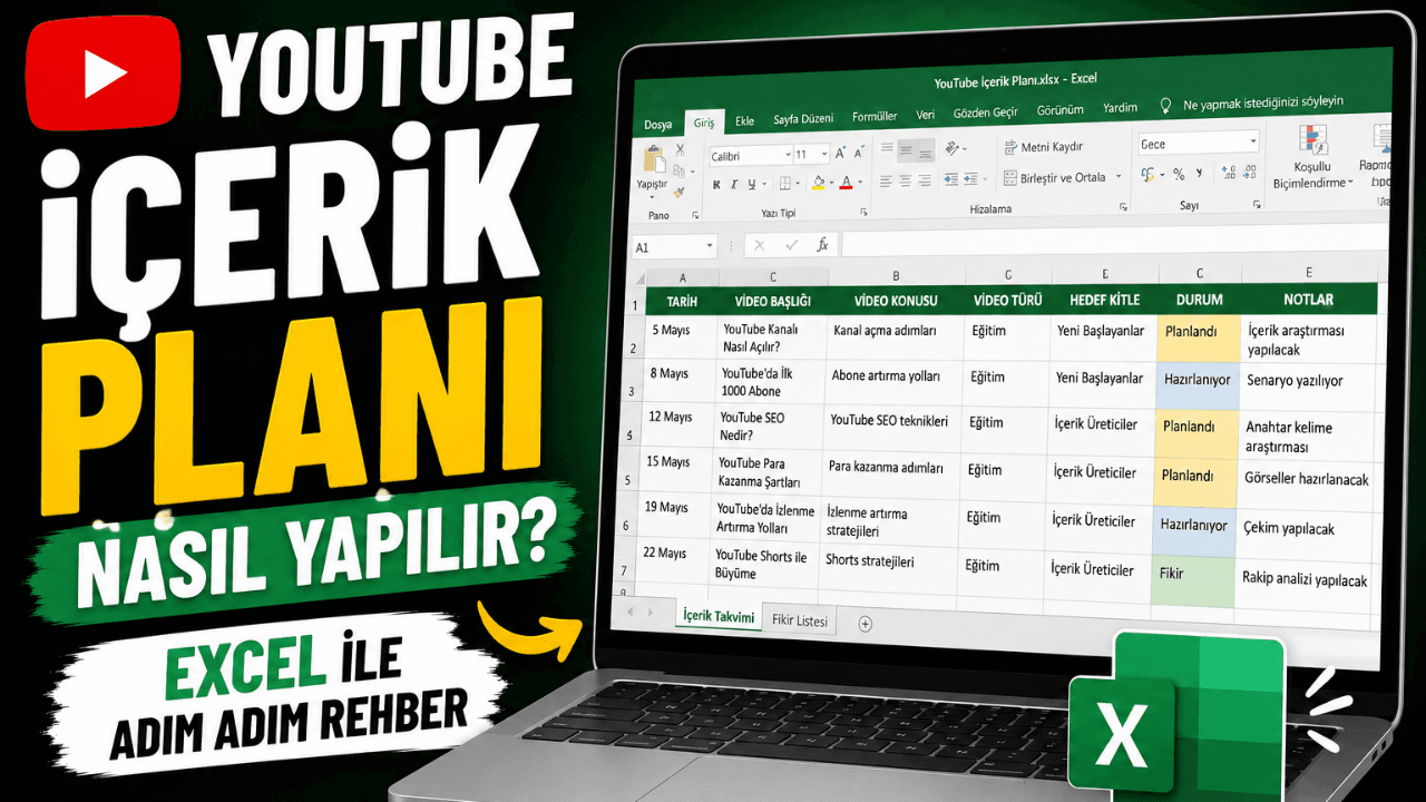 YouTube İçerik Planı Nasıl Yapılır? (Excel ile Adım Adım Rehber)