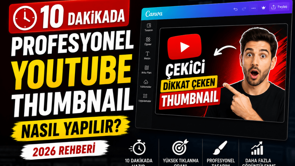 10 Dakikada Profesyonel YouTube Thumbnail Nasıl Yapılır? (2026 Rehberi)