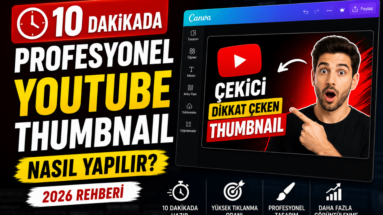 10 Dakikada Profesyonel YouTube Thumbnail Nasıl Yapılır? (2026 Rehberi)