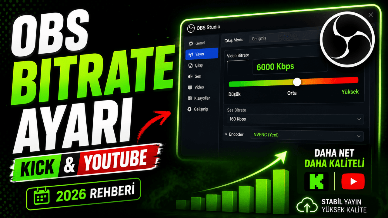 OBS Bitrate Ayarı Kaç Olmalı? (Kick ve YouTube İçin 2026 Rehberi)