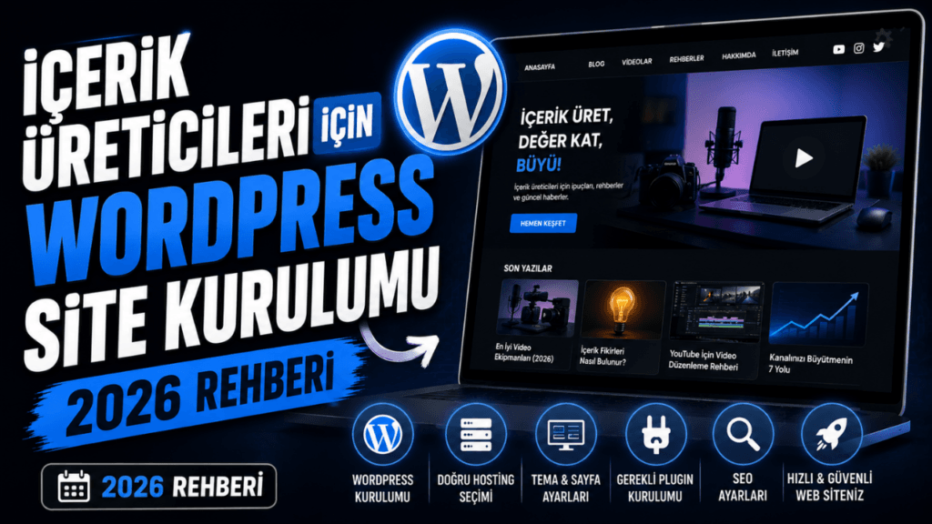 İçerik Üreticileri İçin WordPress Site Kurulumu (2026 Rehberi)