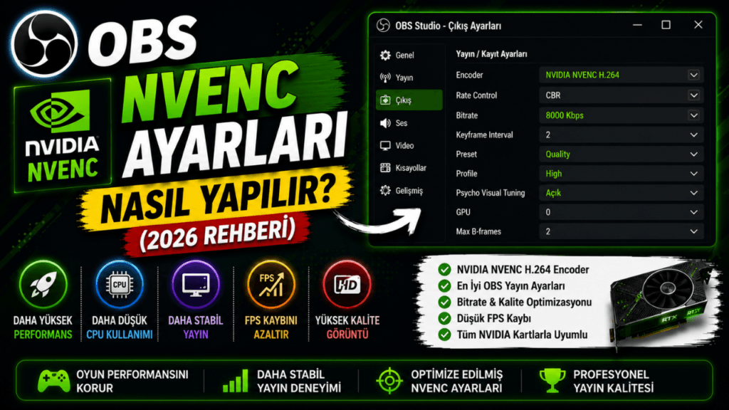 OBS NVENC Ayarları Nasıl Yapılır? (2026 Rehberi)